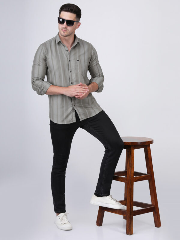 Grey striped shirt for men